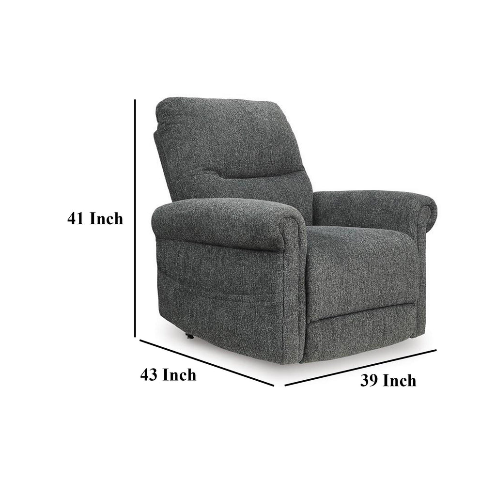 Fauteuil inclinable releveur électrique Auro, chauffant et massant, 99 cm, polyester gris