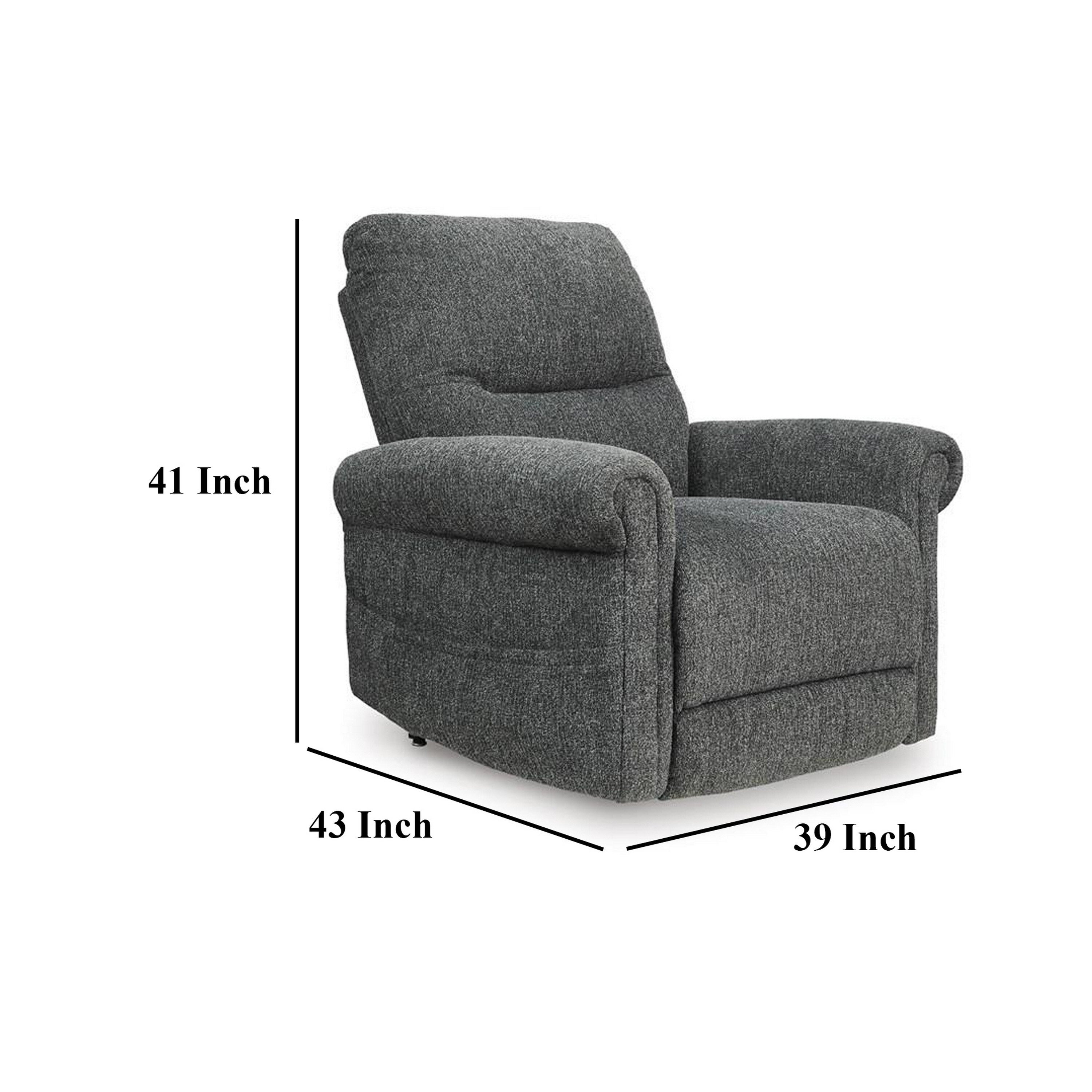 Fauteuil inclinable releveur électrique Auro, chauffant et massant, 99 cm, polyester gris