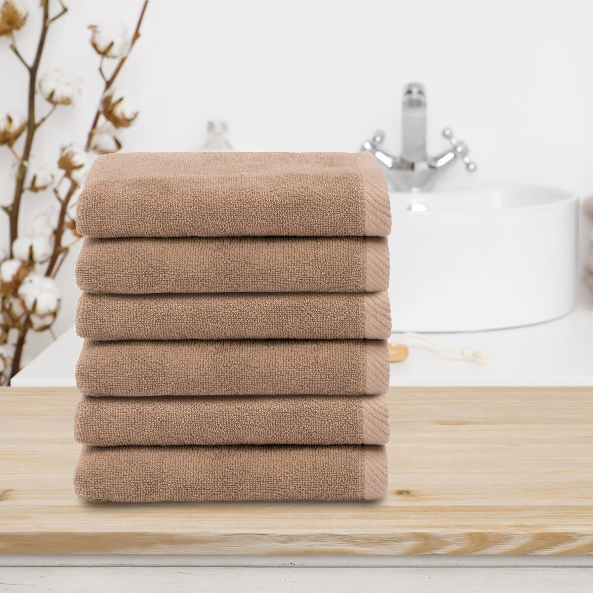 Serviettes de toilette Ediree 100 % coton turc authentiques pour hôtel et spa - Lot de 6