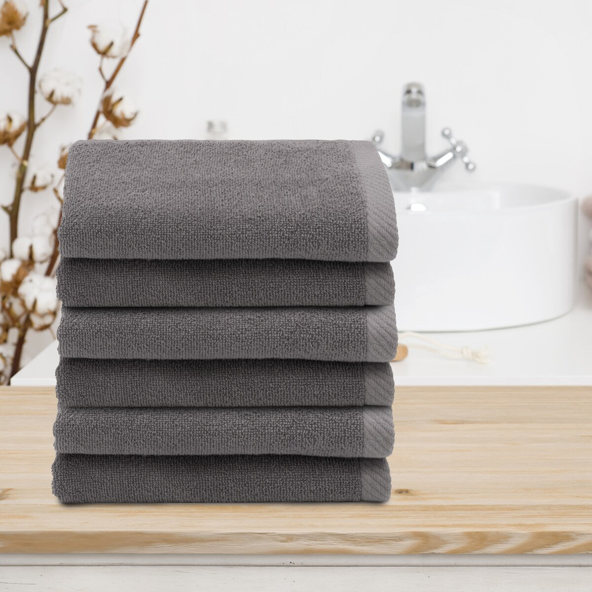 Serviettes de toilette Ediree 100 % coton turc authentiques pour hôtel et spa - Lot de 6