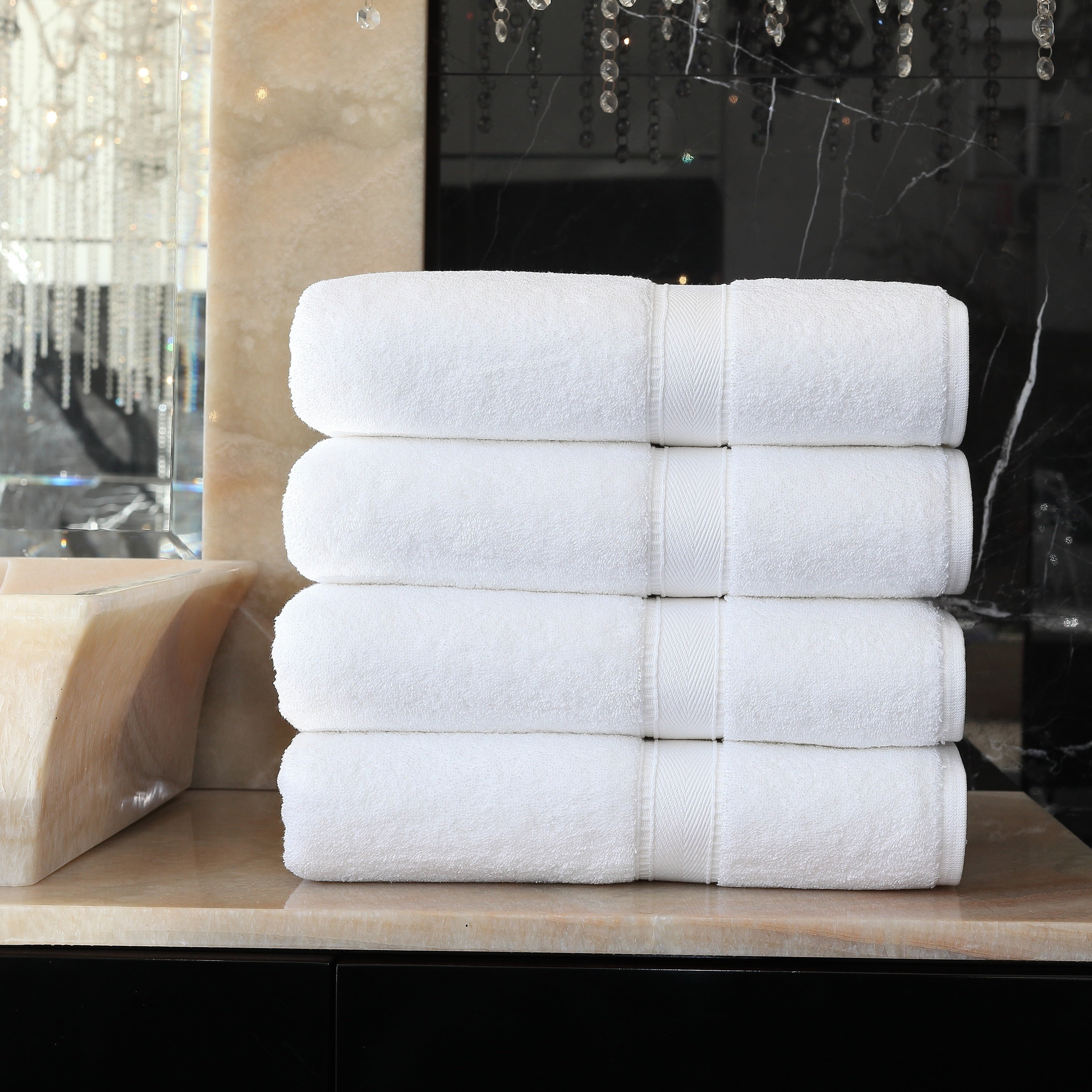Serviettes de bain turques authentiques en coton pour hôtel et spa (lot de 4)
