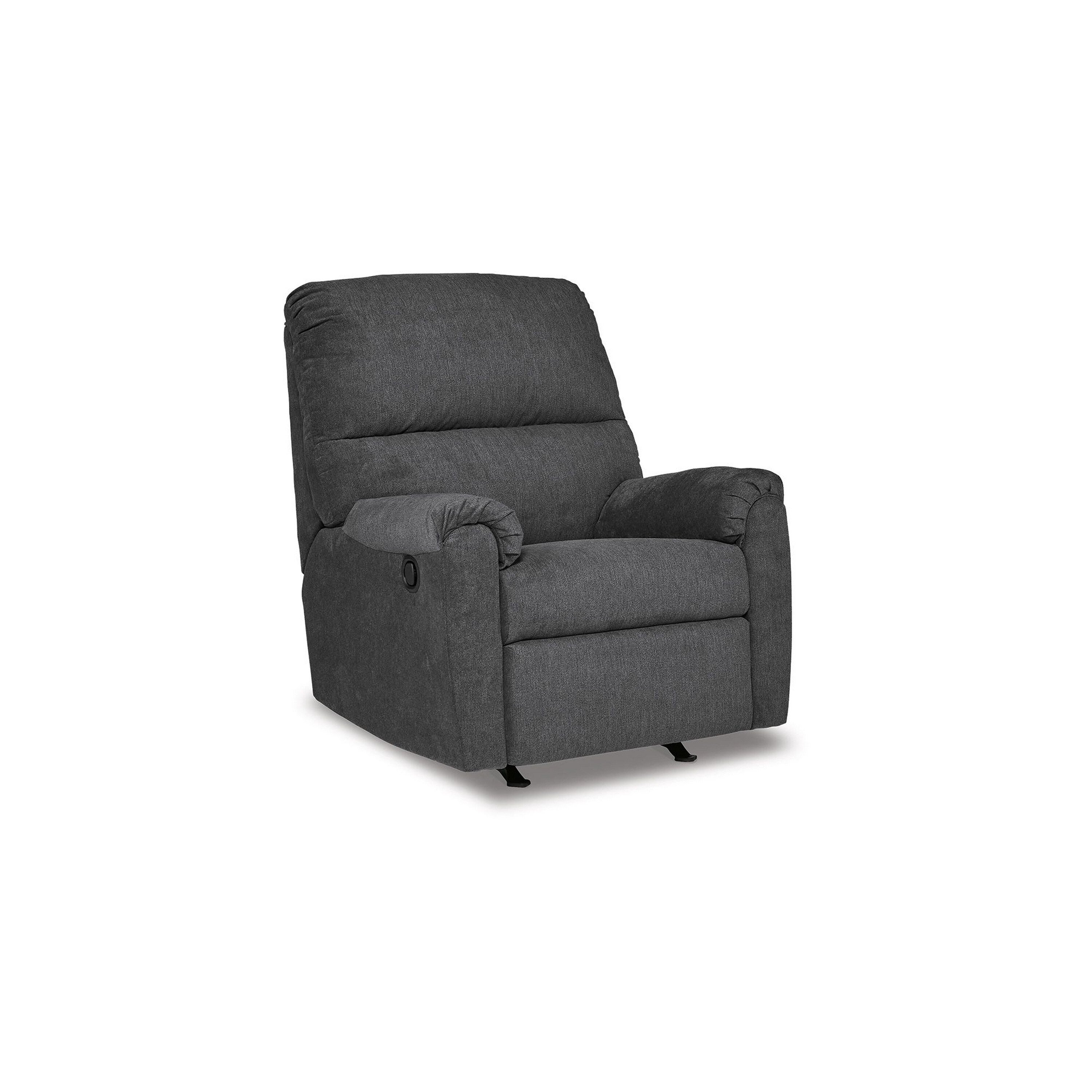 Fauteuil inclinable à bascule manuel Avel, polyester gris foncé, structure en métal