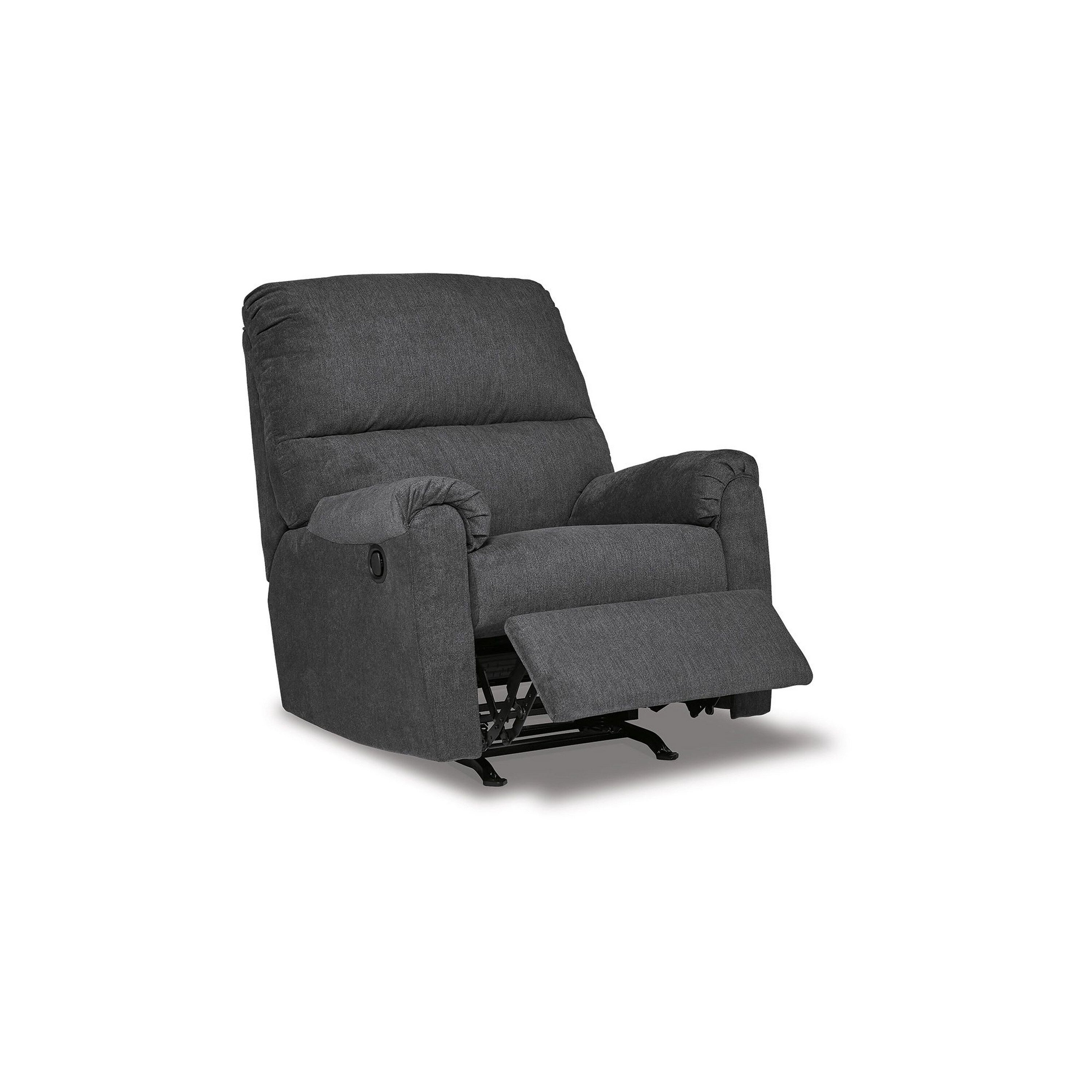 Fauteuil inclinable à bascule manuel Avel, polyester gris foncé, structure en métal