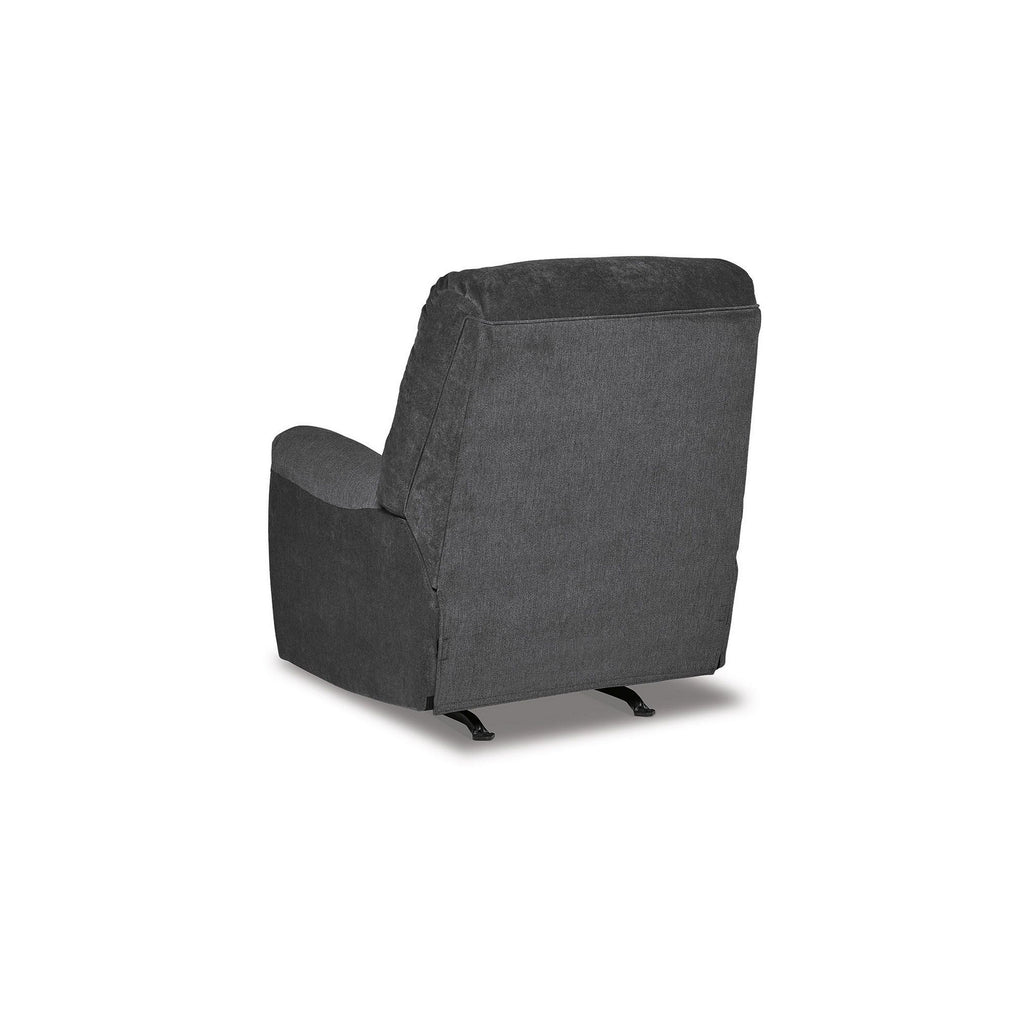 Fauteuil inclinable à bascule manuel Avel, polyester gris foncé, structure en métal