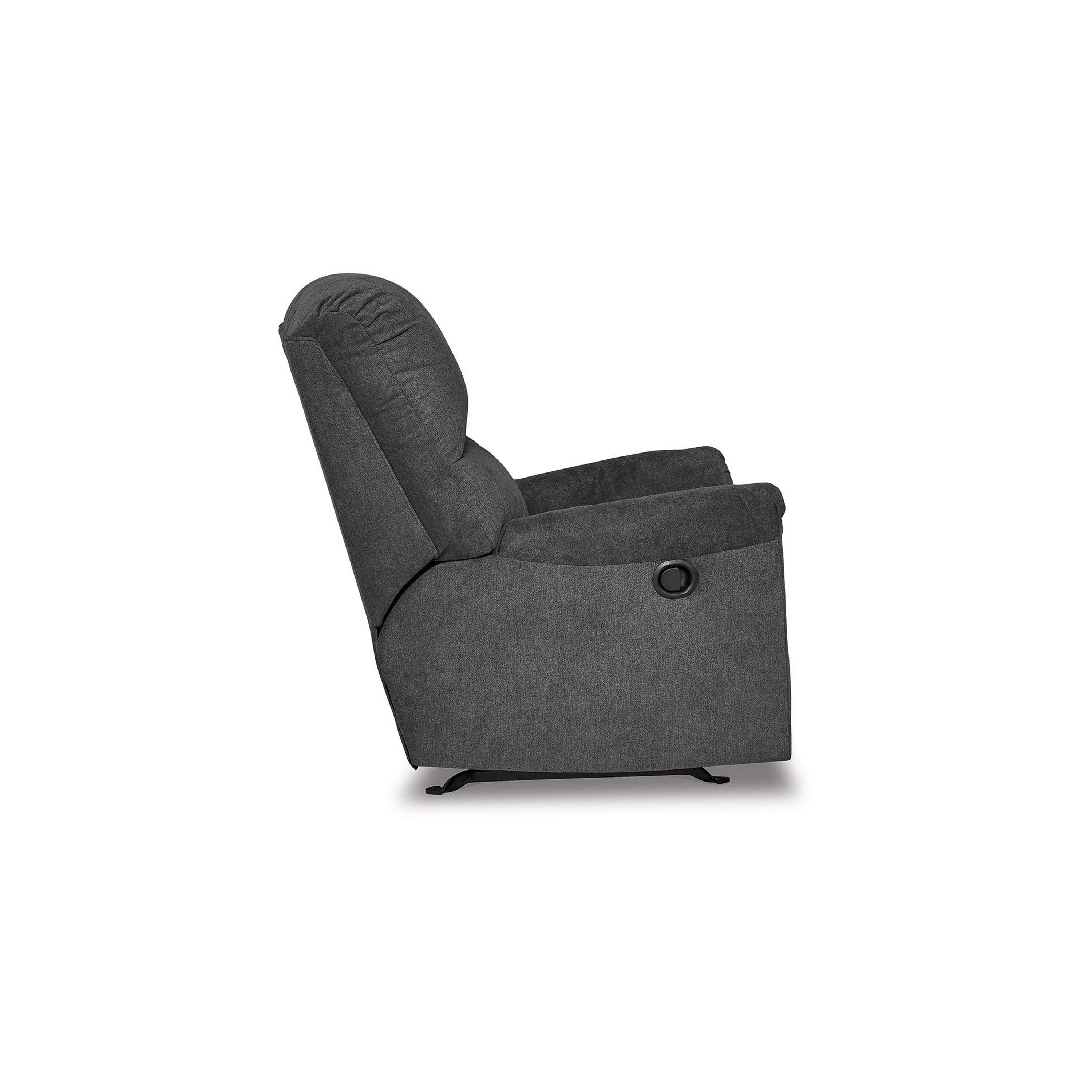 Fauteuil inclinable à bascule manuel Avel, polyester gris foncé, structure en métal
