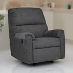 Fauteuil inclinable à bascule manuel Avel, polyester gris foncé, structure en métal