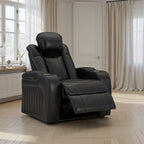 Fauteuil inclinable électrique Aven, caractéristiques haut de gamme, similicuir bleu nuit