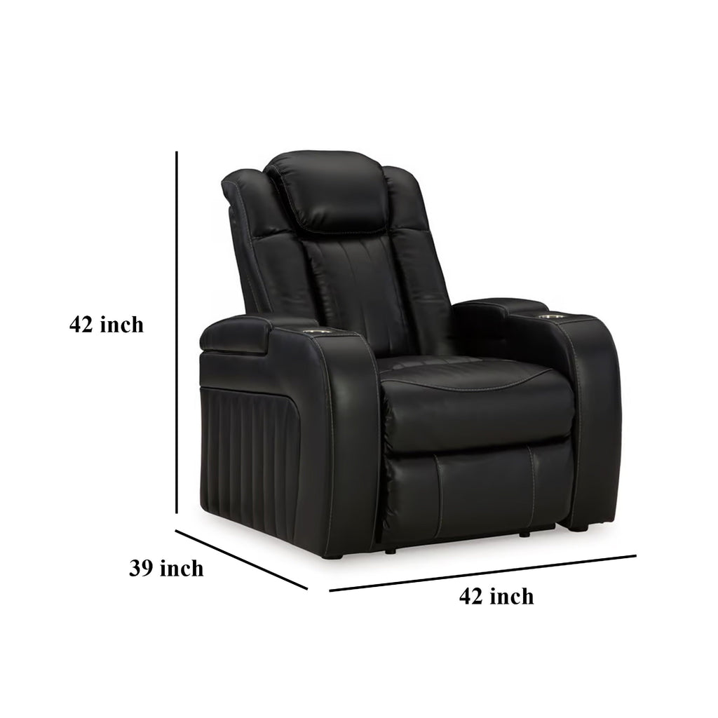 Fauteuil inclinable électrique Aven, caractéristiques haut de gamme, similicuir bleu nuit