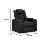 Fauteuil inclinable électrique Aven, caractéristiques haut de gamme, similicuir bleu nuit