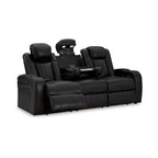 Canapé inclinable électrique Aven, LED, similicuir bleu nuit, 86 pouces