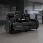 Canapé inclinable électrique Aven, LED, similicuir bleu nuit, 86 pouces