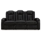 Canapé inclinable électrique Aven, LED, similicuir bleu nuit, 86 pouces