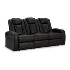 Canapé inclinable électrique Aven, LED, similicuir bleu nuit, 86 pouces