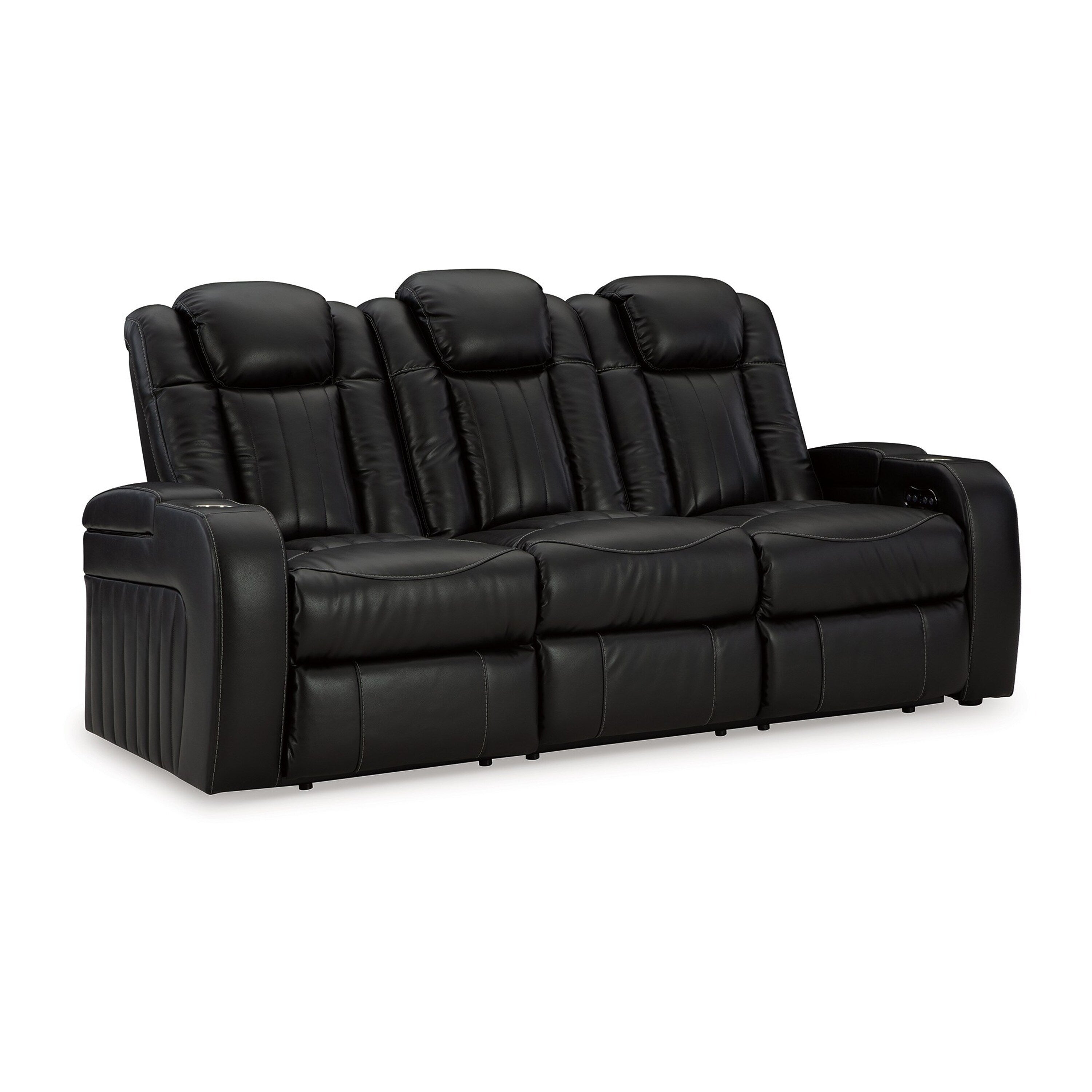 Canapé inclinable électrique Aven, LED, similicuir bleu nuit, 86 pouces