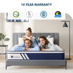 Matelas hybride Avenco 10'' en mousse à mémoire de forme et ressorts ensachés dans une boîte