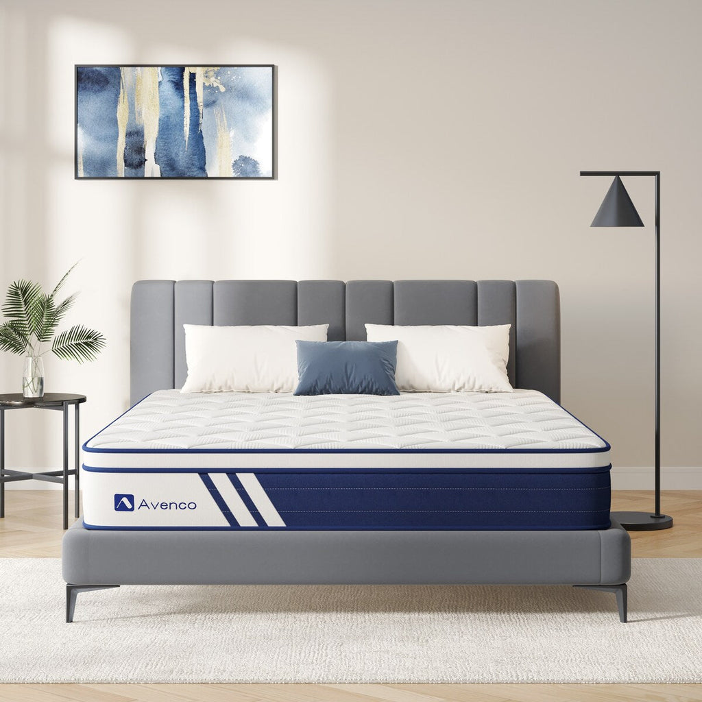 Matelas hybride Avenco 10'' en mousse à mémoire de forme et ressorts ensachés dans une boîte