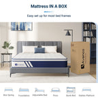 Matelas hybride Avenco 10'' en mousse à mémoire de forme et ressorts ensachés dans une boîte