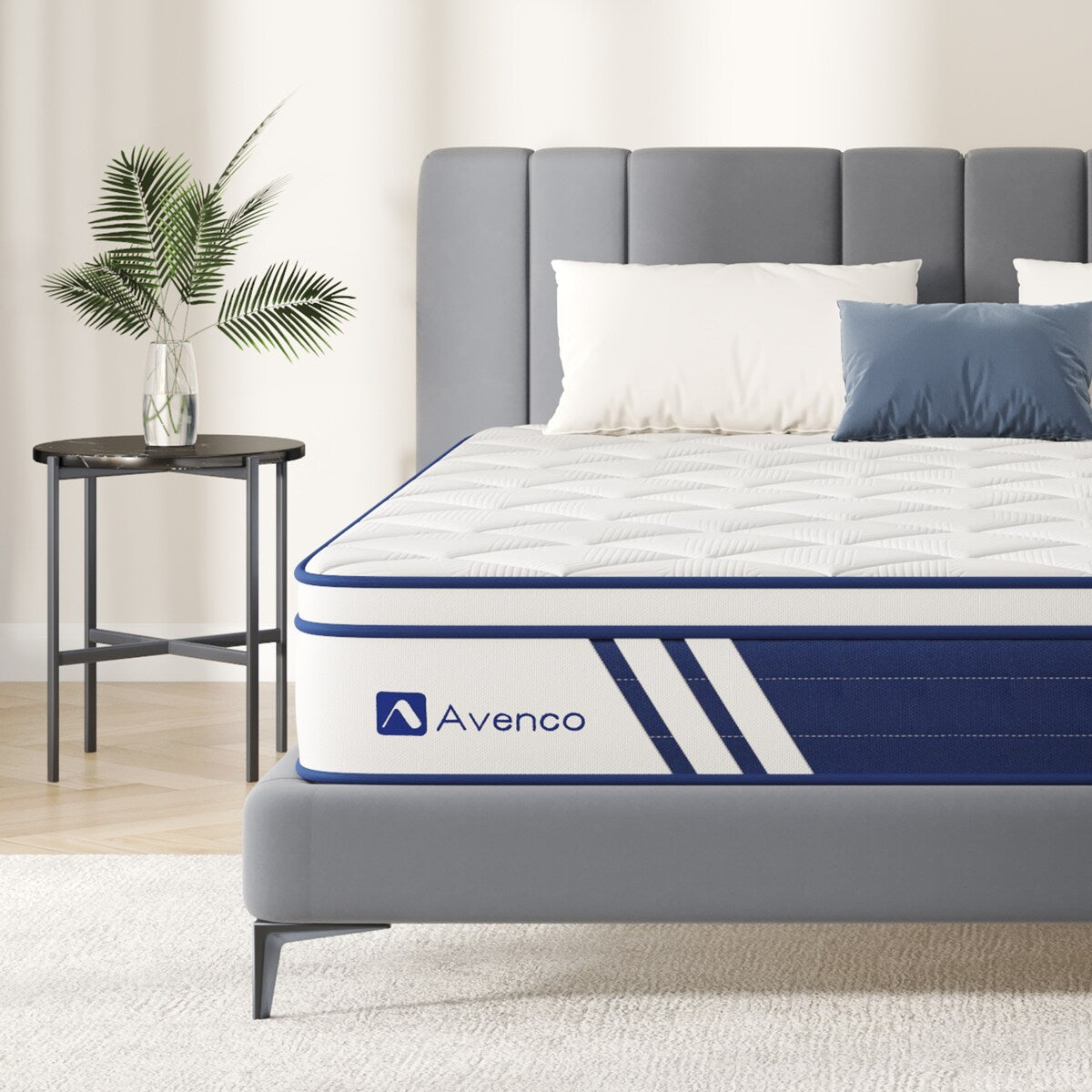 Matelas hybride Avenco 10'' en mousse à mémoire de forme et ressorts ensachés dans une boîte