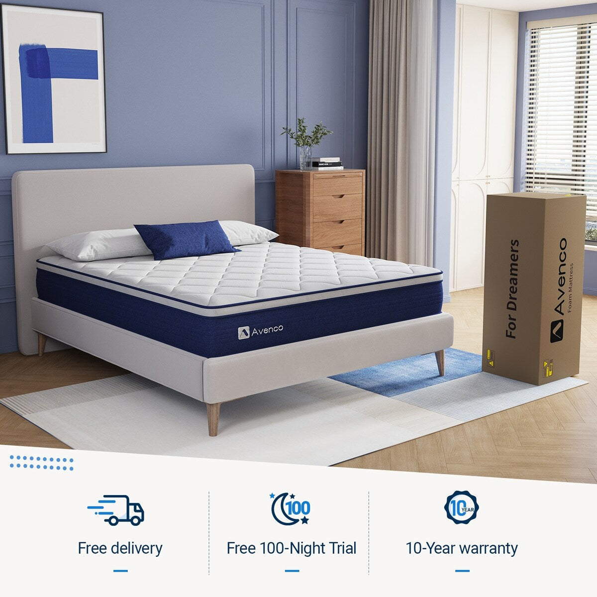 Matelas hybride en mousse à mémoire de forme moyenne Avenco 12 po