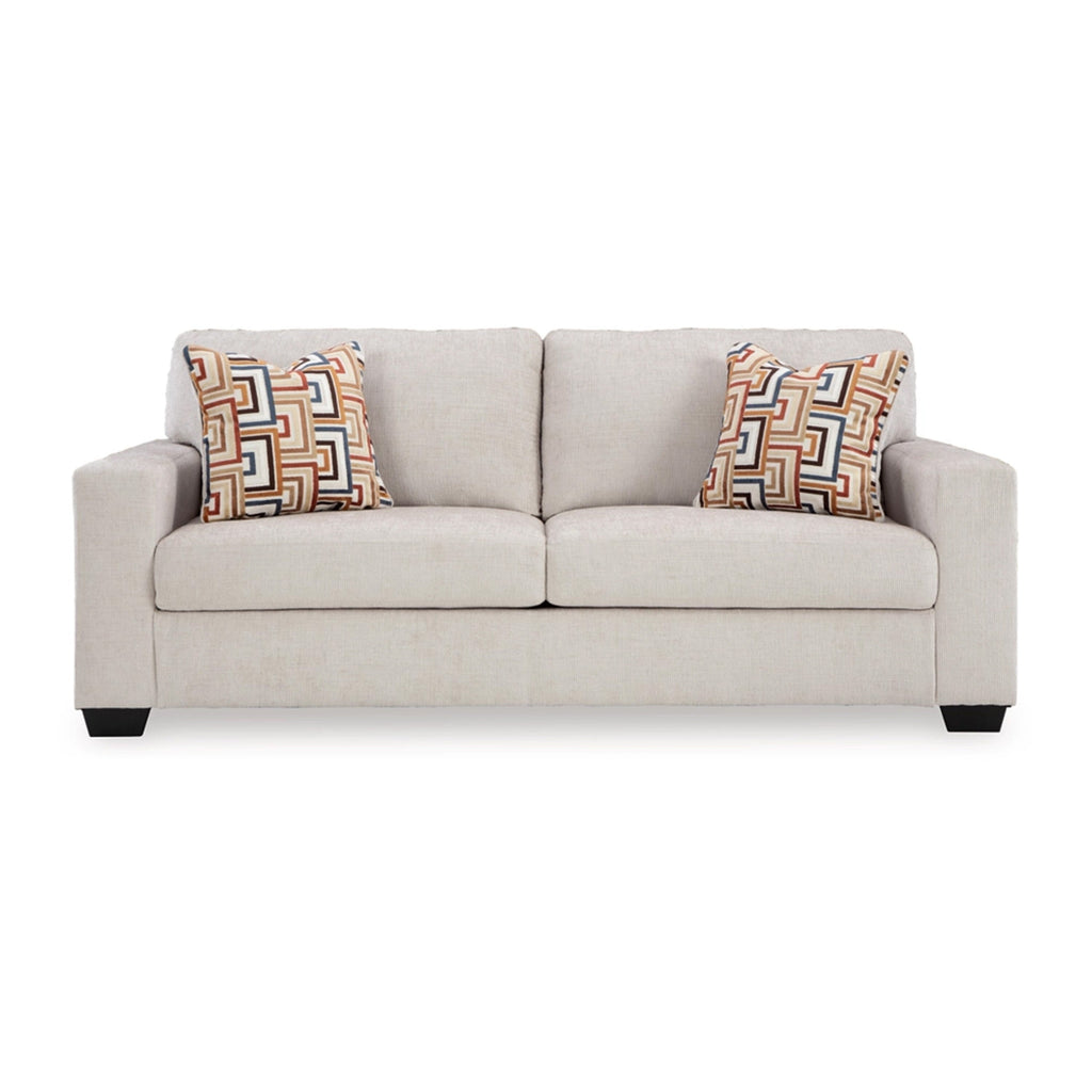 Canapé-lit Queen Avie, 2 coussins décoratifs, polyester ivoire, 85 pouces