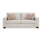 Canapé-lit Queen Avie, 2 coussins décoratifs, polyester ivoire, 85 pouces