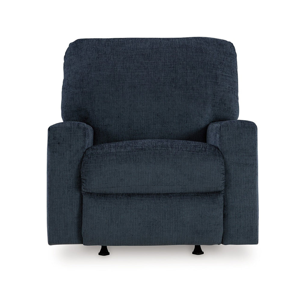 Fauteuil inclinable à bascule Avie avec mouvement doux, polyester bleu marine