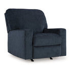Fauteuil inclinable à bascule Avie avec mouvement doux, polyester bleu marine