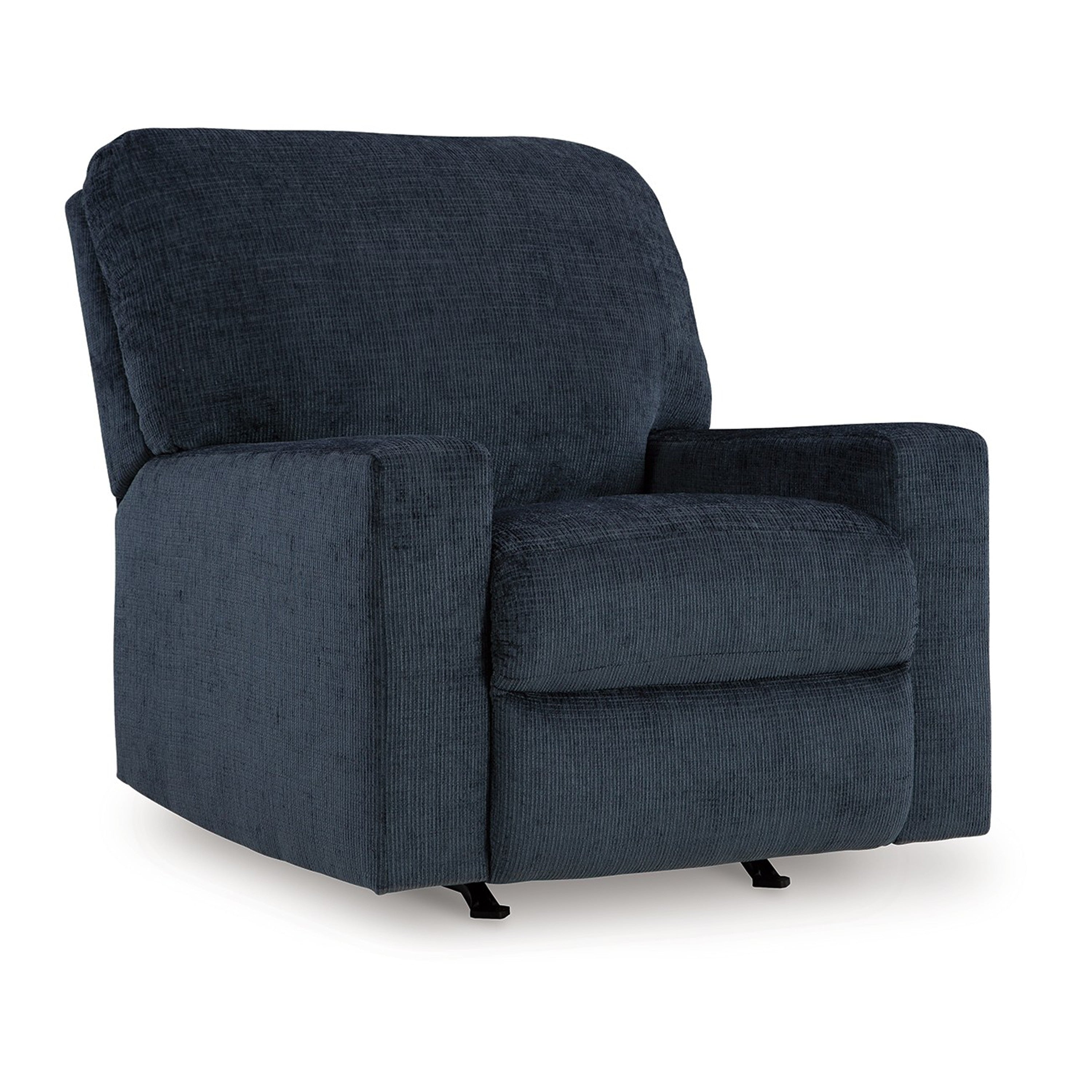 Fauteuil inclinable à bascule Avie avec mouvement doux, polyester bleu marine