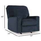 Fauteuil inclinable à bascule Avie avec mouvement doux, polyester bleu marine