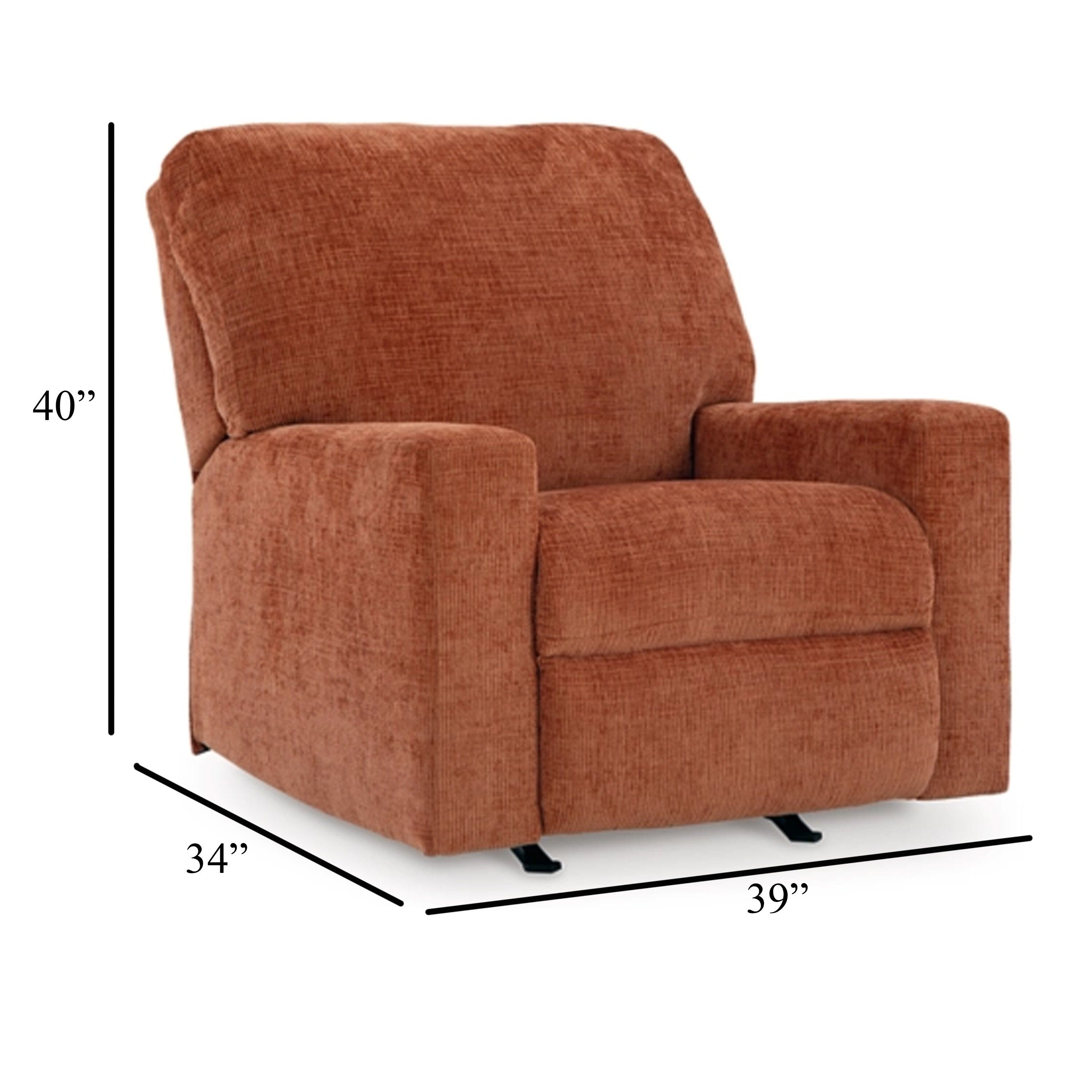 Fauteuil inclinable à bascule Avie, mouvement doux, polyester orange brûlé