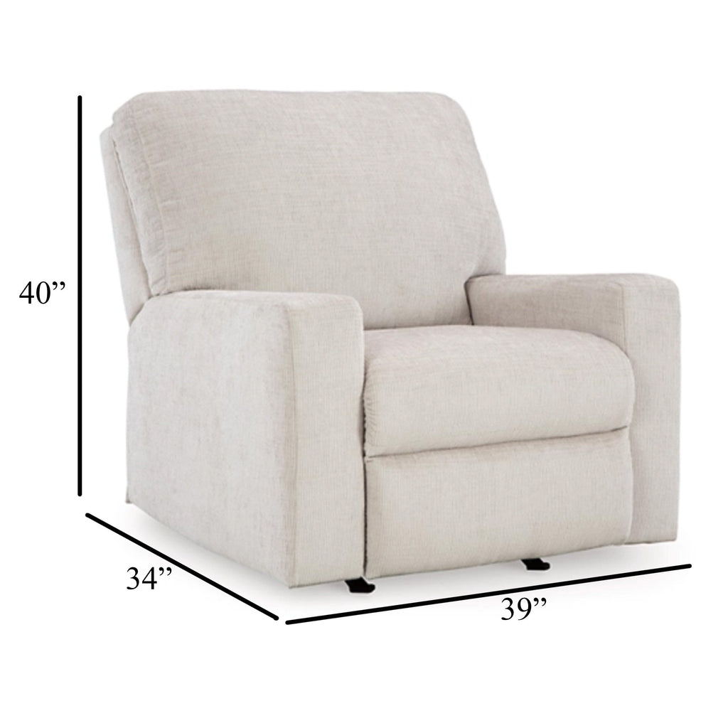 Fauteuil inclinable à bascule Avie, mouvement doux, polyester blanc ivoire