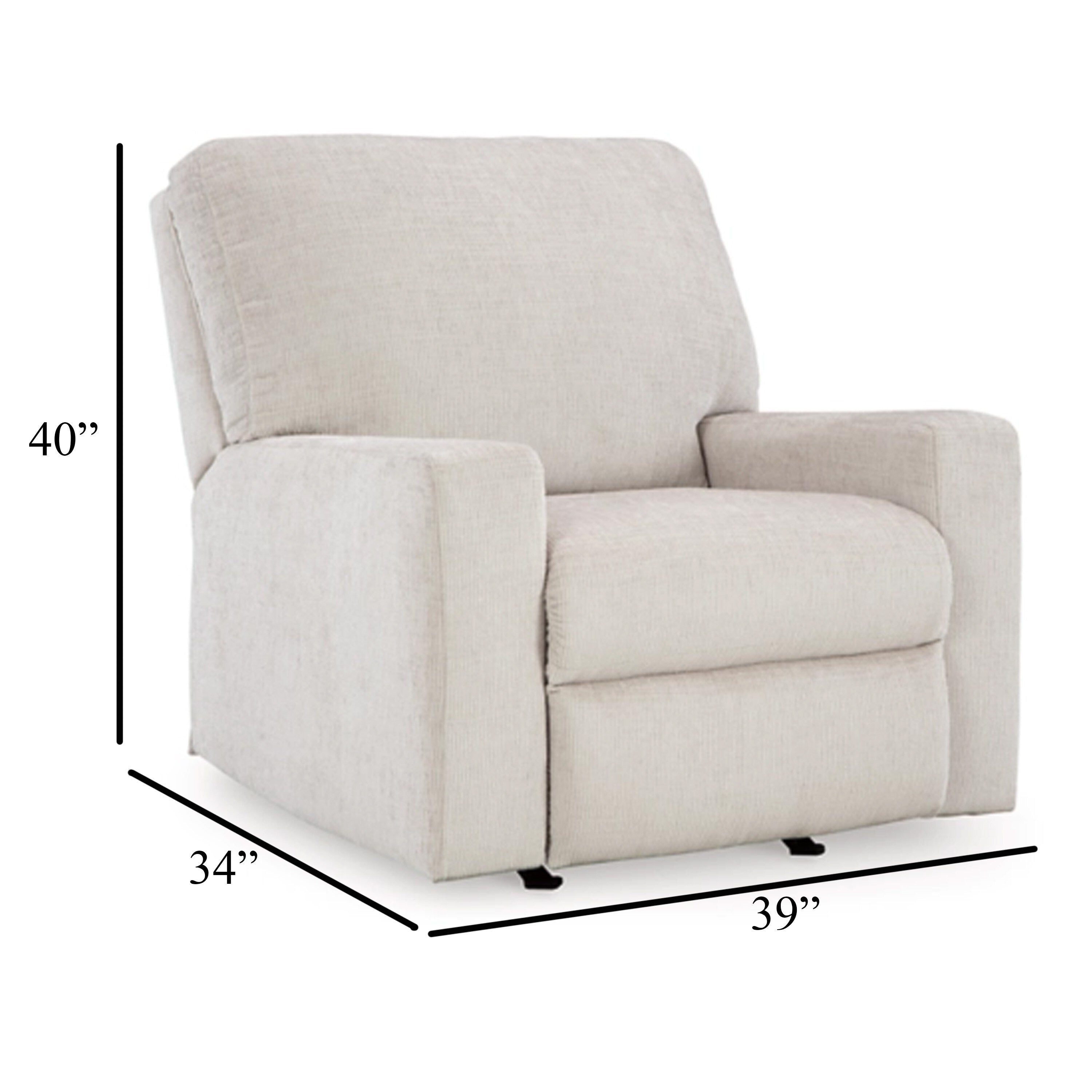 Fauteuil inclinable à bascule Avie, mouvement doux, polyester blanc ivoire