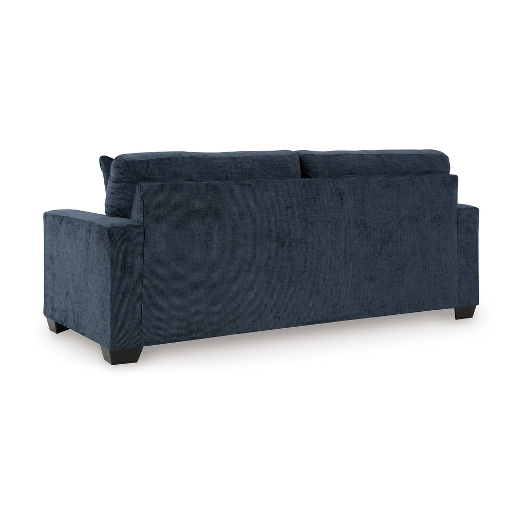 Canapé Avie, 2 coussins décoratifs, 85 pouces, noir, polyester bleu marine doux