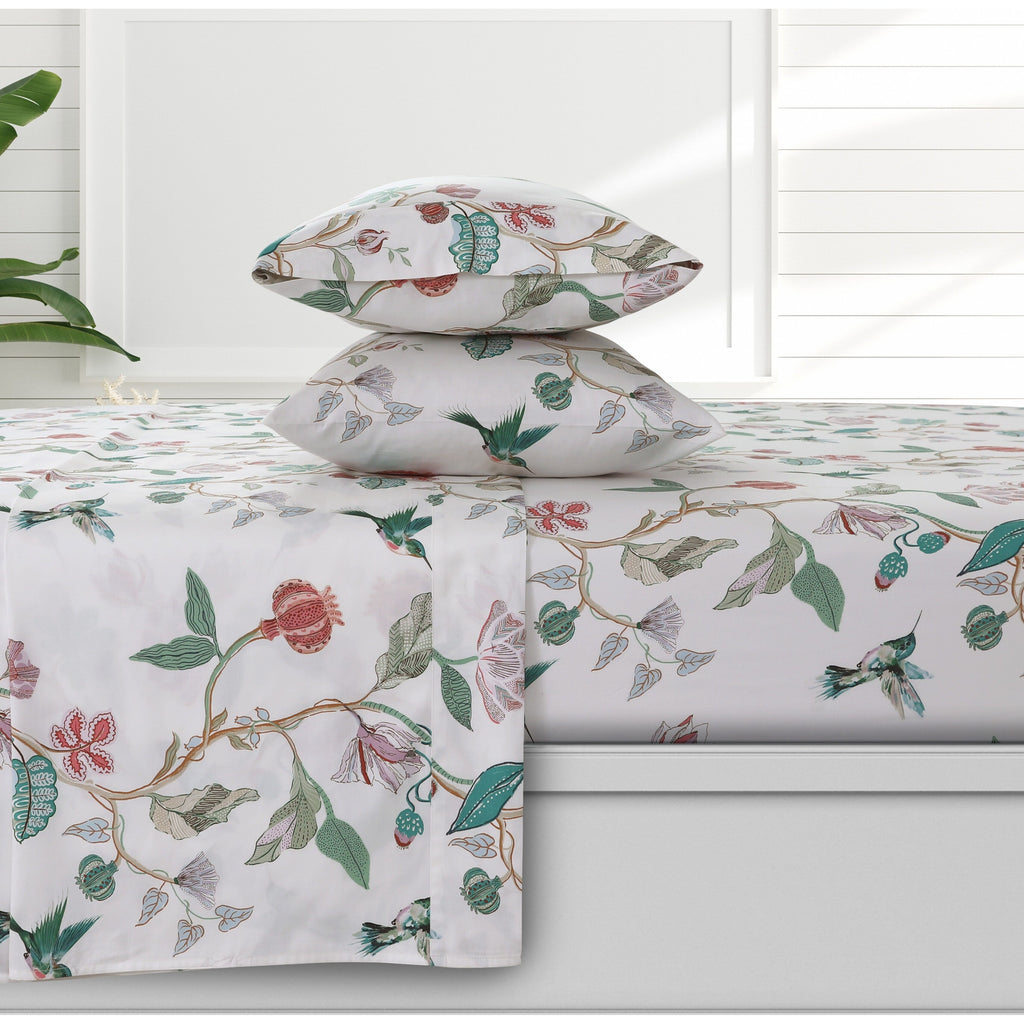 Parure de draps à poches profondes en satin de coton biologique Azores Home 300 fils