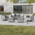 Ensemble de 5 canapés pivotants et à bascule pour patio BONOSUKI en rotin gris