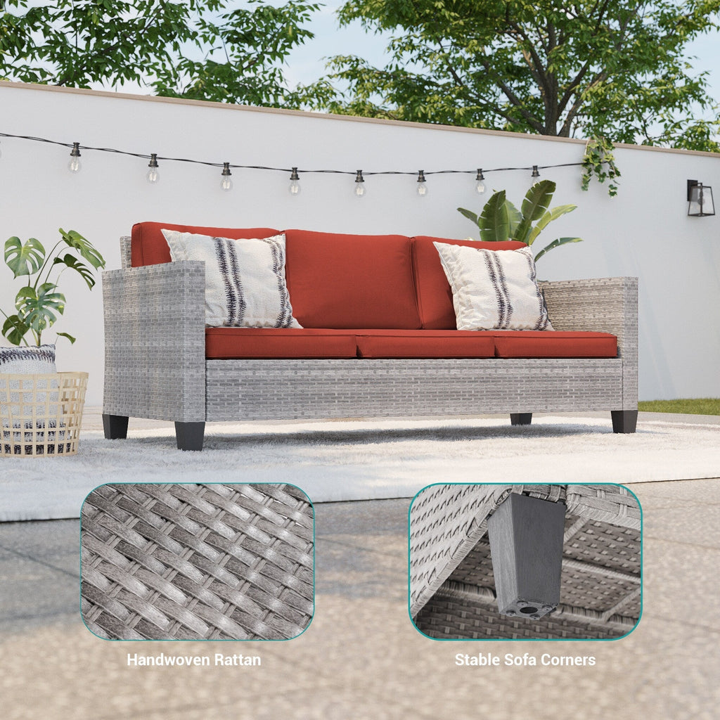 Ensemble de 5 canapés pivotants et à bascule pour patio BONOSUKI en rotin gris