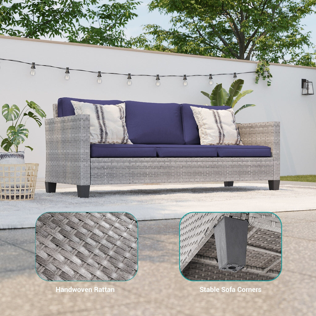 Ensemble de 5 canapés pivotants et à bascule pour patio BONOSUKI en rotin gris