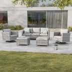 Ensemble de 5 canapés pivotants et à bascule pour patio BONOSUKI en rotin gris