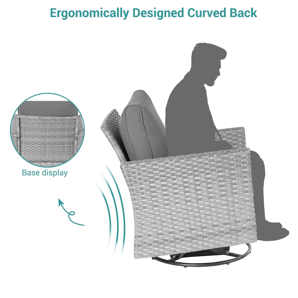 Ensemble de 6 canapés pivotants à bascule pour patio BONOSUKI en rotin gris avec table d'appoint