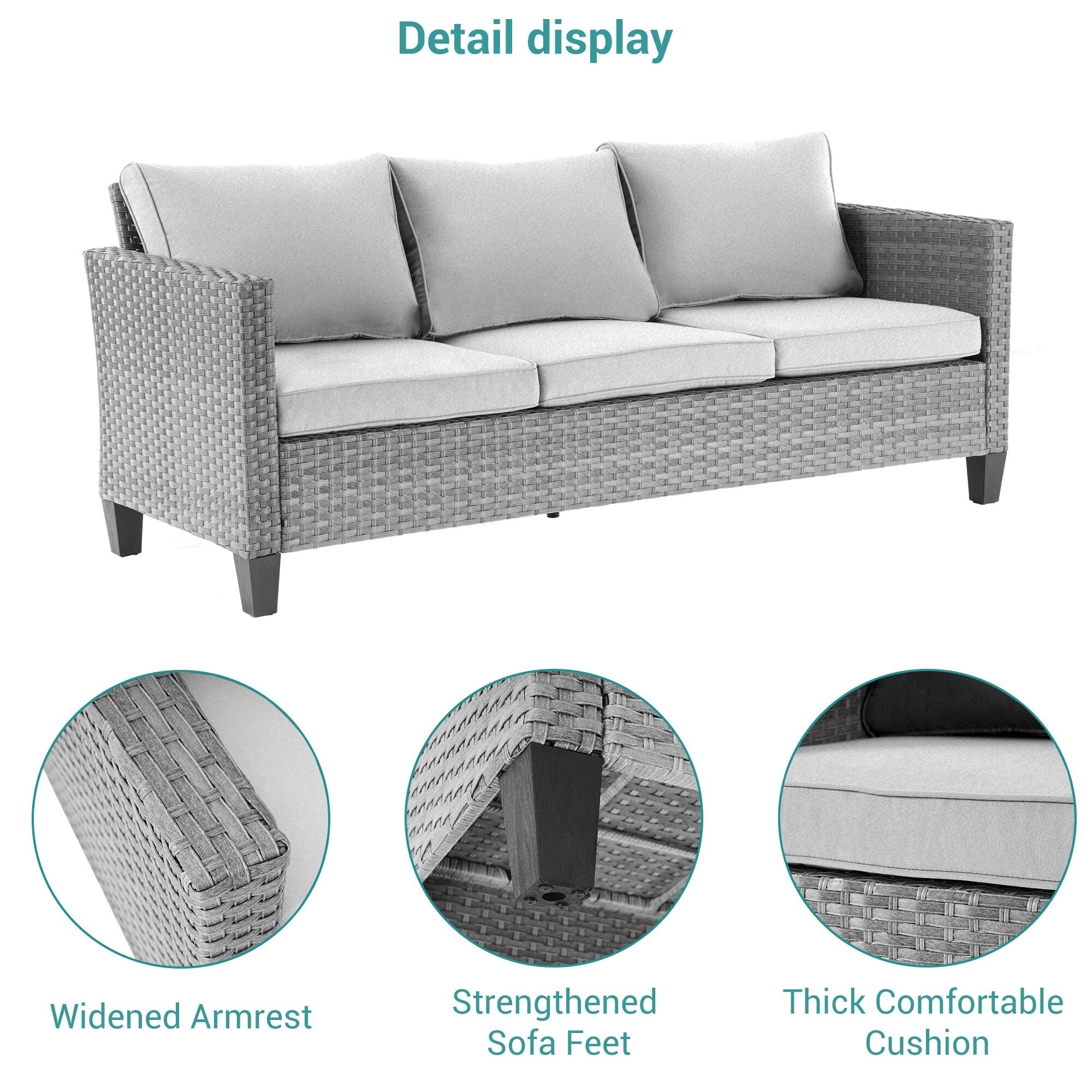 Ensemble de 6 canapés pivotants à bascule pour patio BONOSUKI en rotin gris avec table d'appoint