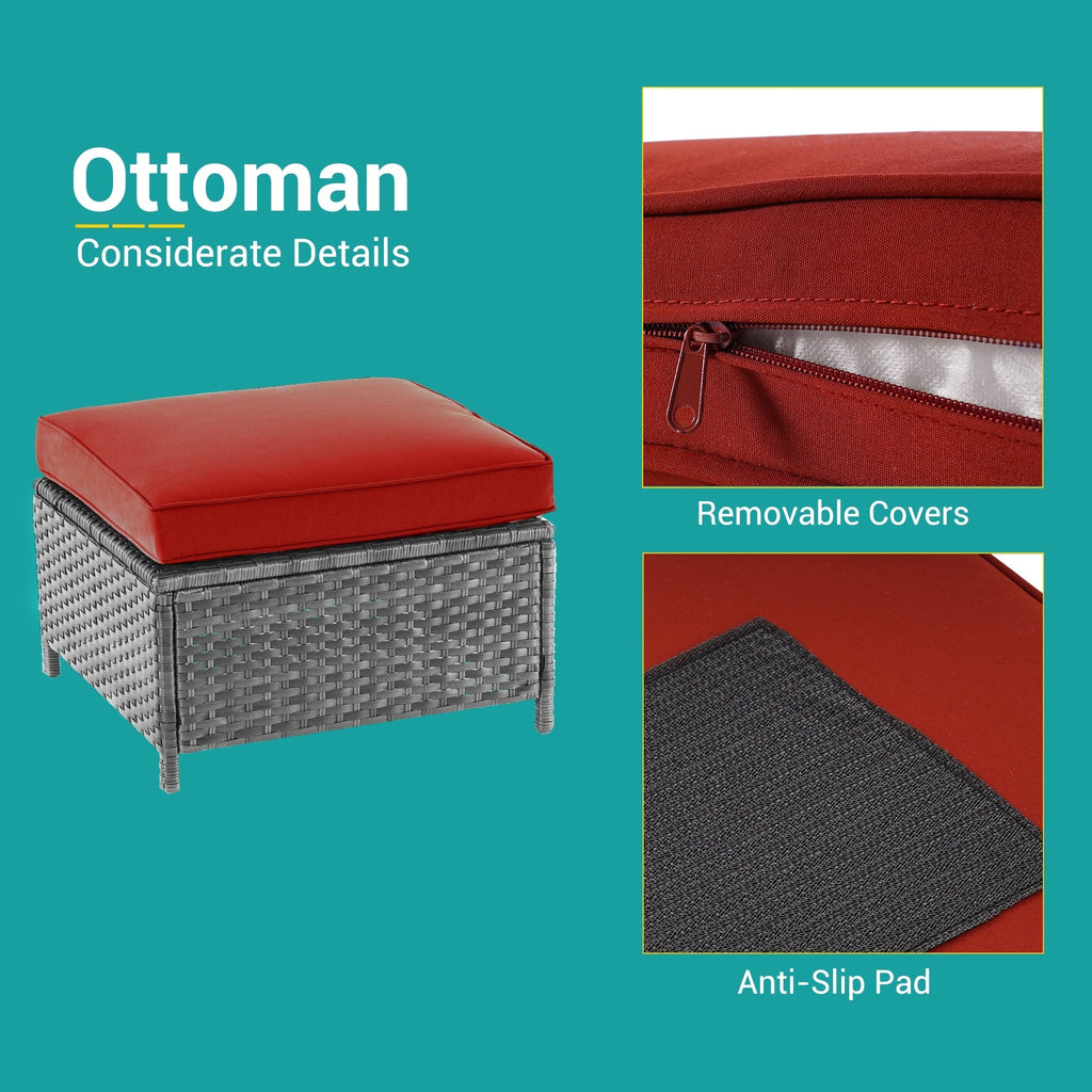 Ensemble de 6 canapés pivotants à bascule pour patio BONOSUKI en rotin gris avec table d'appoint