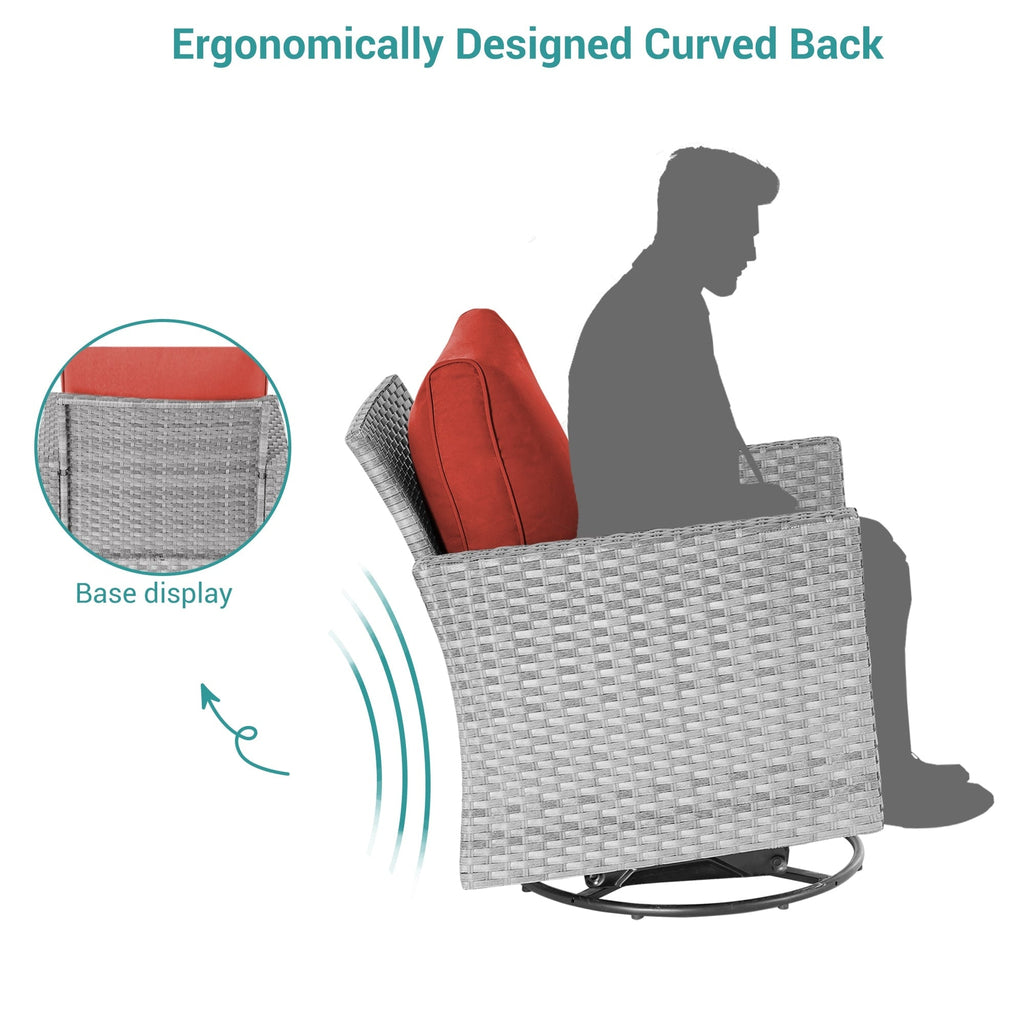 Ensemble de 6 canapés pivotants à bascule pour patio BONOSUKI en rotin gris avec table d'appoint