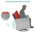 Ensemble de 6 canapés pivotants à bascule pour patio BONOSUKI en rotin gris avec table d'appoint