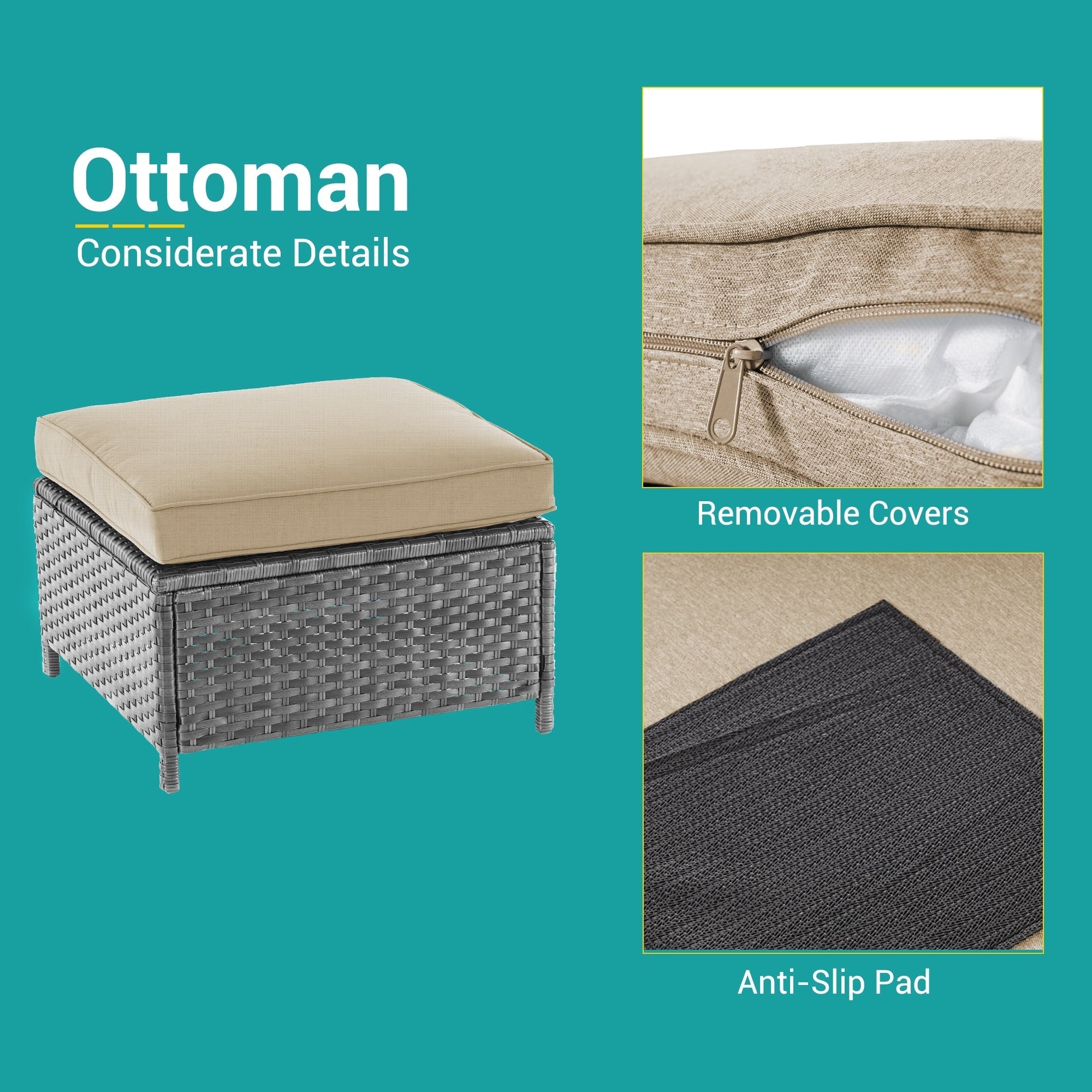 Ensemble de 6 canapés pivotants à bascule pour patio BONOSUKI en rotin gris avec table d'appoint