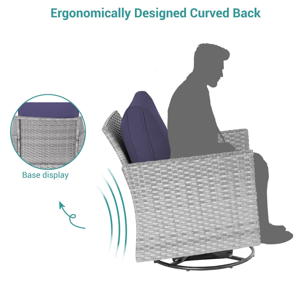Ensemble de 6 canapés pivotants à bascule pour patio BONOSUKI en rotin gris avec table d'appoint