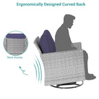 Ensemble de 6 canapés pivotants à bascule pour patio BONOSUKI en rotin gris avec table d'appoint