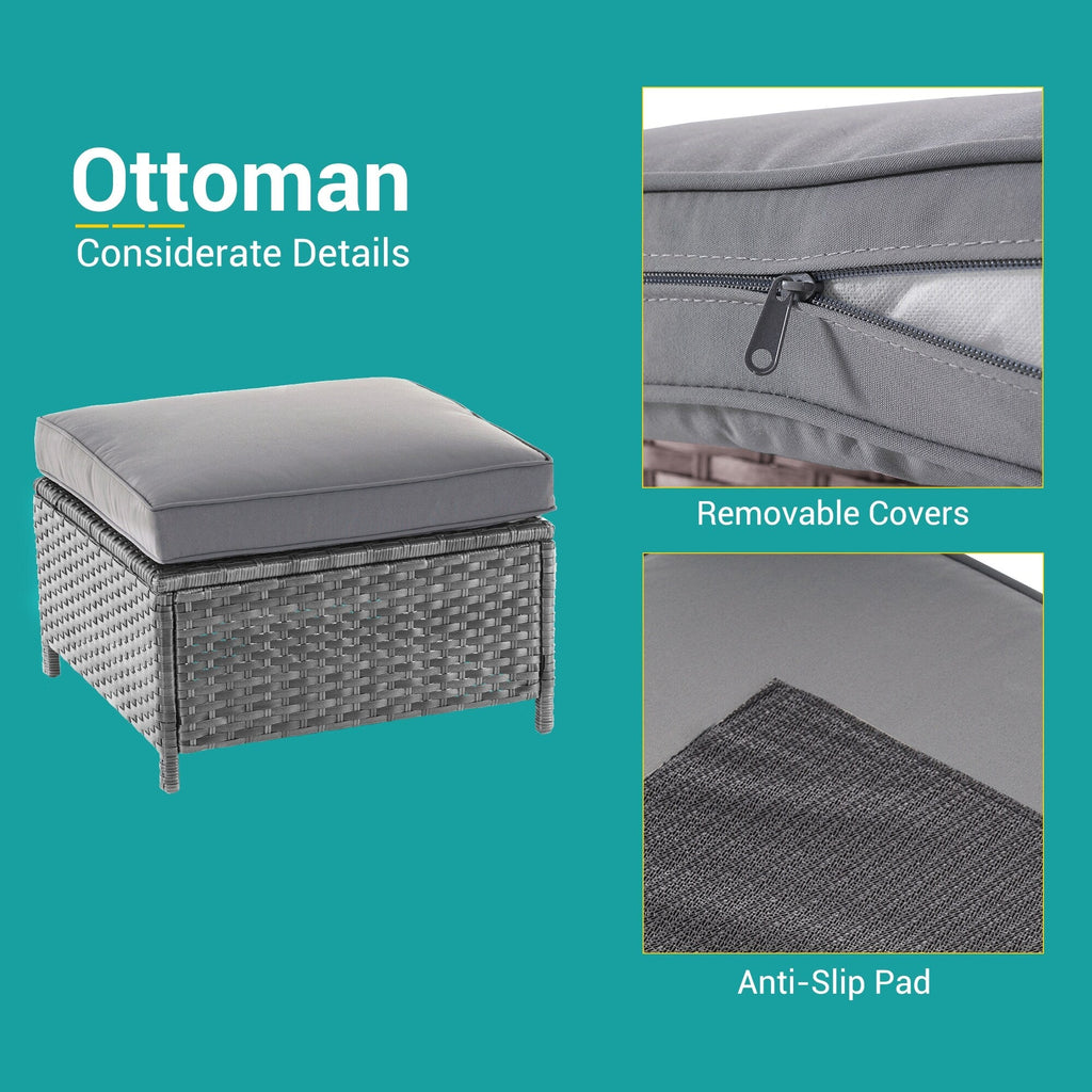 Ensemble de 6 canapés pivotants à bascule pour patio BONOSUKI en rotin gris avec table d'appoint