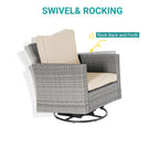 Ensemble de 6 canapés pivotants à bascule pour patio BONOSUKI en rotin gris avec table d'appoint