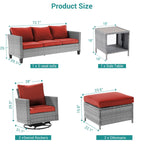 Ensemble de 6 canapés pivotants à bascule pour patio BONOSUKI en rotin gris avec table d'appoint