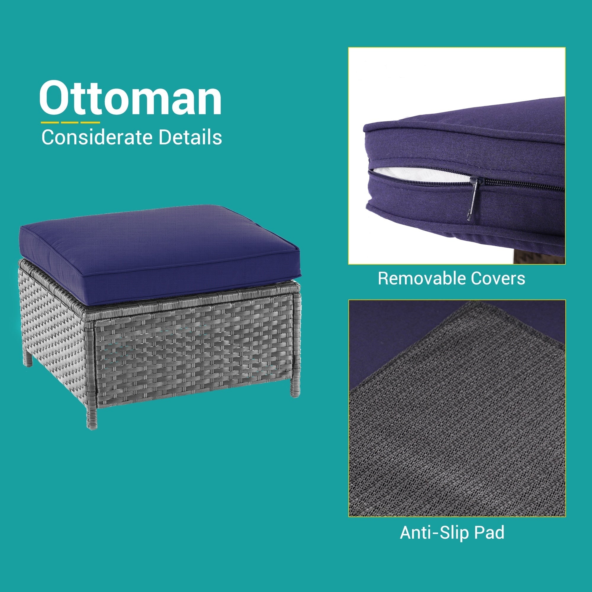 Ensemble de 6 canapés pivotants à bascule pour patio BONOSUKI en rotin gris avec table d'appoint